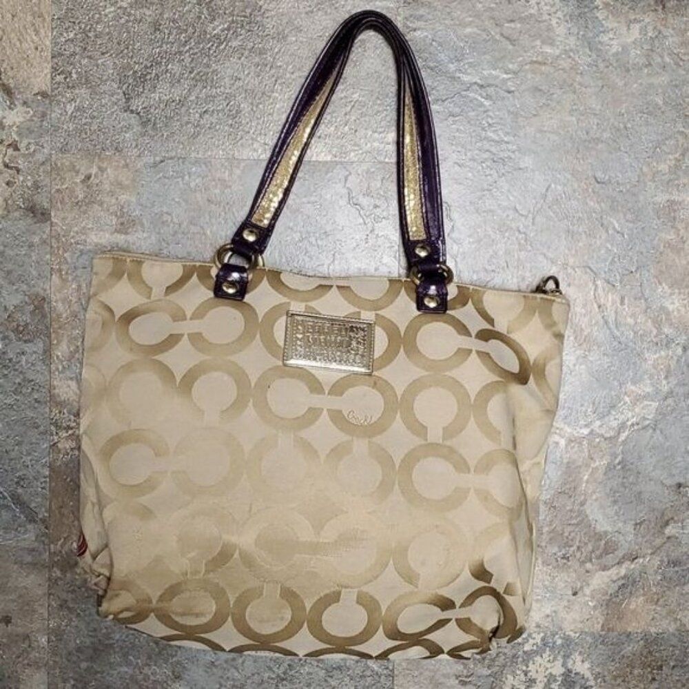 Coach BAG Poppy Graffiti Applique Glam Handbag Purse TOTE Jacquard WOMENS WOMANS - Picture 3 of 16